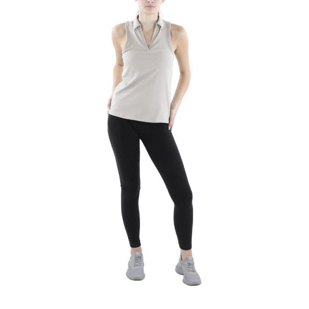 Jockey Womens Beige Split‎ Neck Fitness Shirt Athletic Tops S